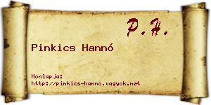 Pinkics Hannó névjegykártya